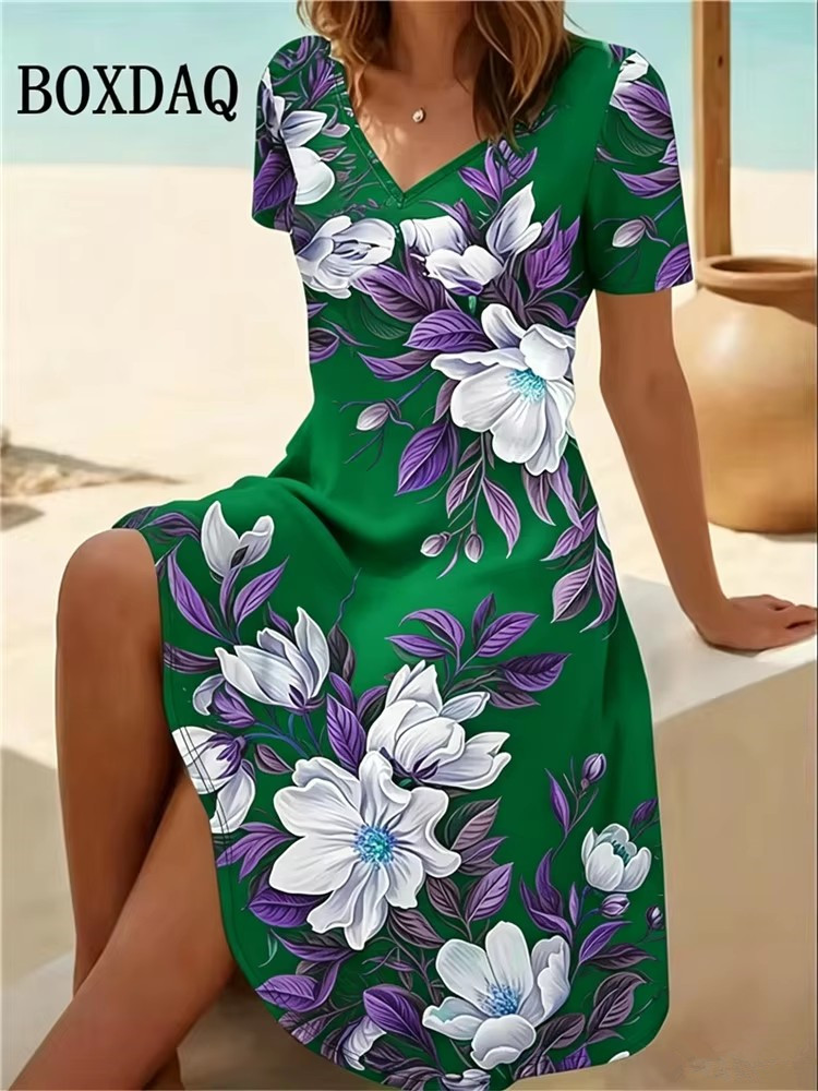 Romper Floral Print - Robes pour femmes grande taille 6XL,