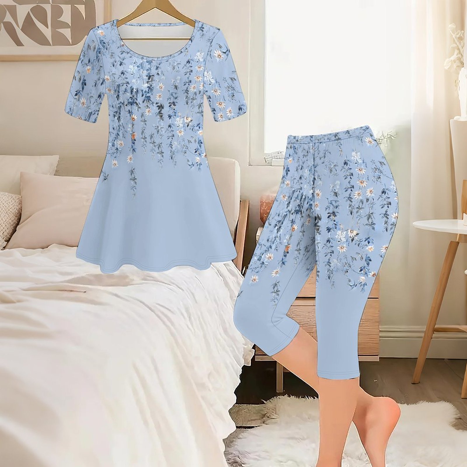 Romper Floral Print - Ensemble deux pièces imprimé vintage pour