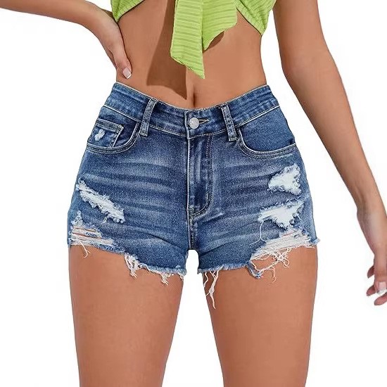 Shorts en jean bleu délavé à t - Shorts Denim Frayed avis et prix